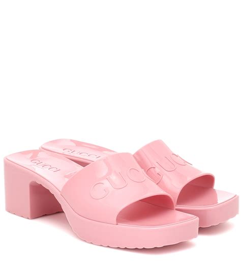 gucci rubber slides pink